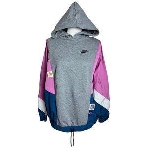 Nike Icon Clash Pullover Hoodie Sweatshirt Pink Grey blue Size Small